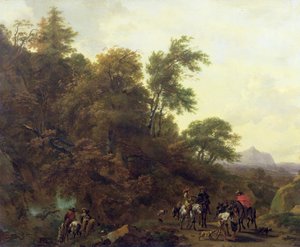 Boslandschap met Soldaten die Gevangenen Begeleiden, 1656